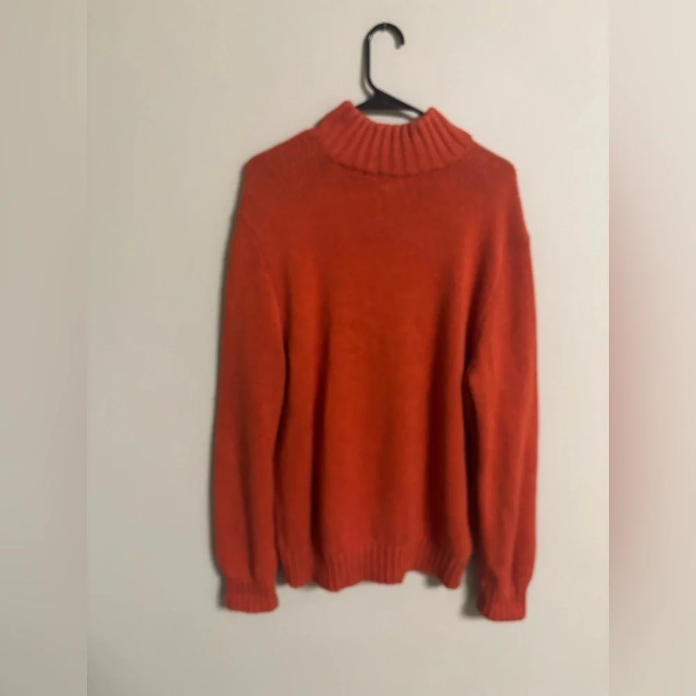 Polo Ralph Lauren 1/4 Zip Orange 100% Cotton Pullover Sweater Men Size Large